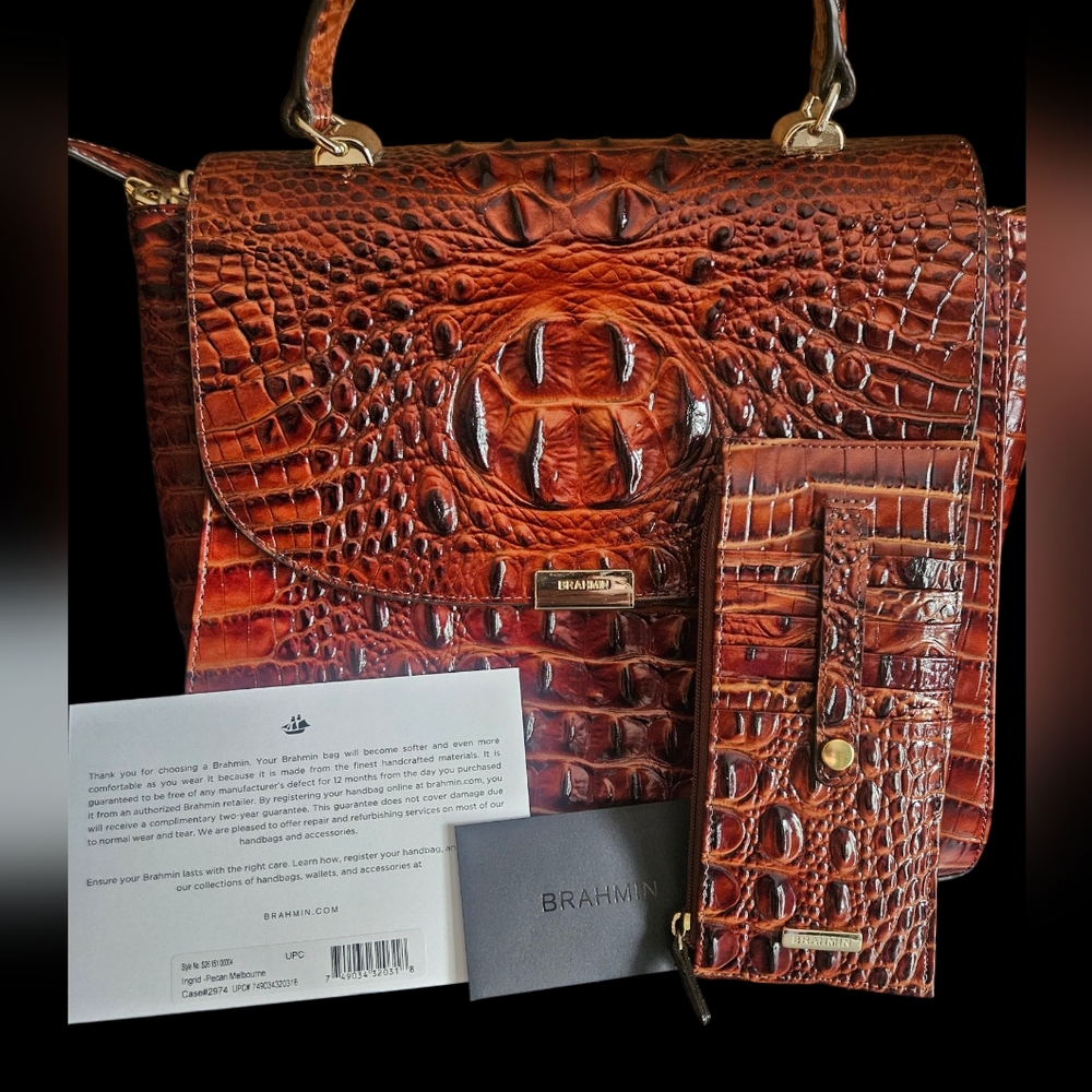 Brahmin Brown Crocodile Embossed Women's Bag